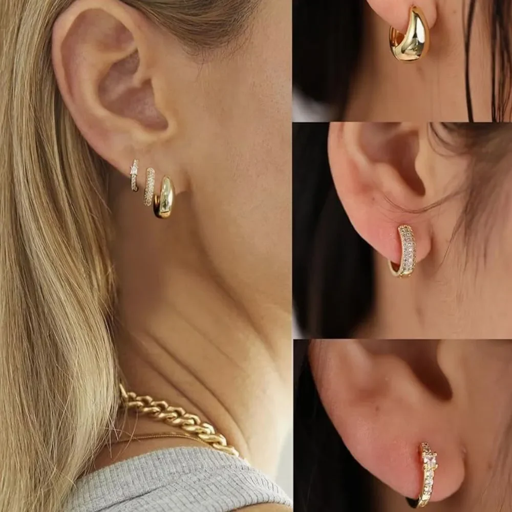 NEW 14K Gold Plated Lightweight Small Gold/Silver Hoop Earrings